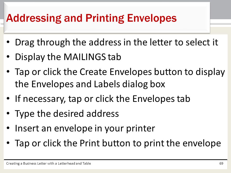 Addressing and Printing Envelopes