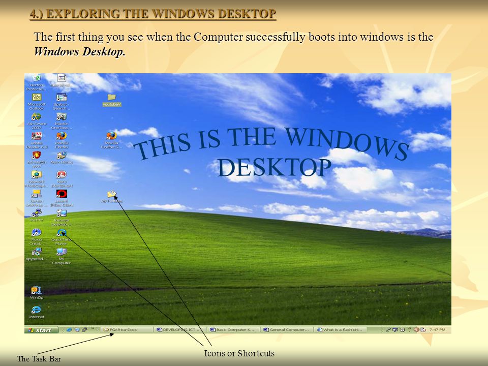 4.) EXPLORING THE WINDOWS DESKTOP