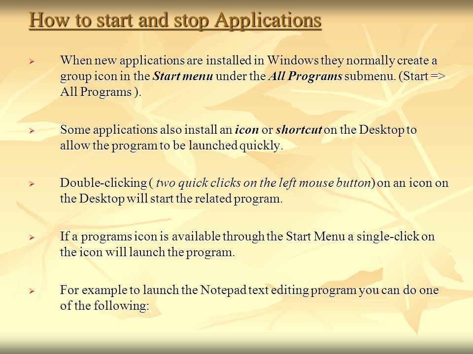How to start and stop Applications