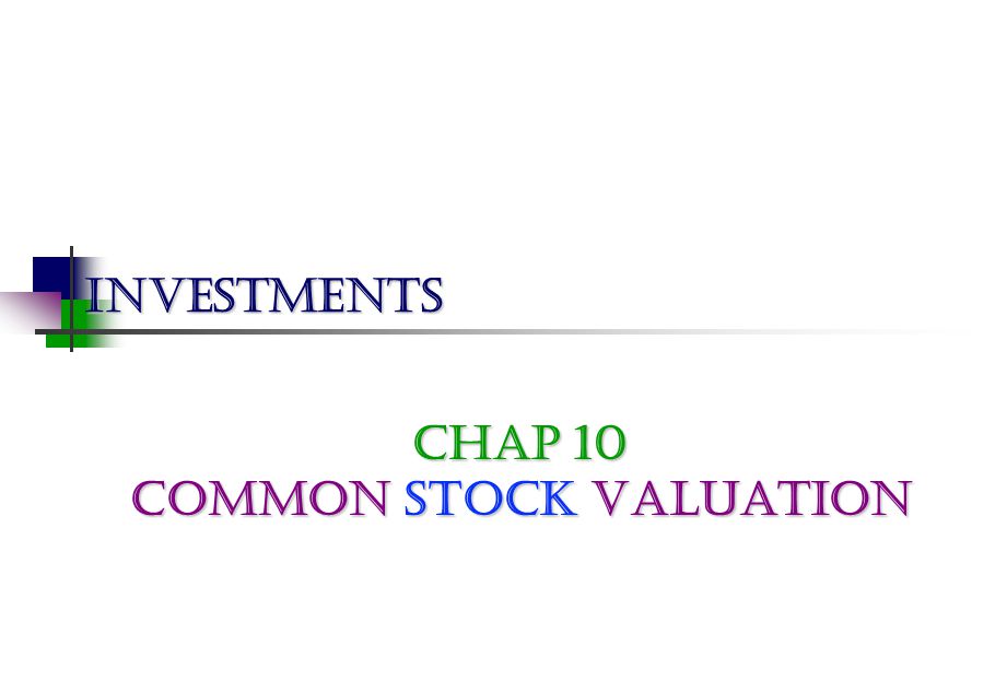 Chap 10 Common Stock Valuation