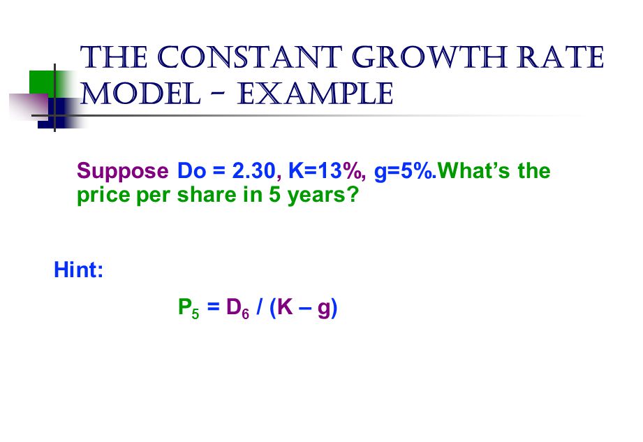 The Constant Growth Rate Model - example