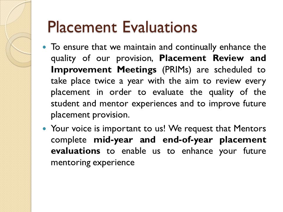 Placement Evaluations