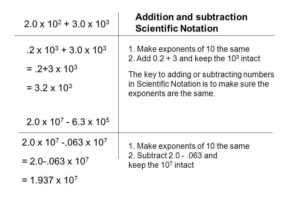 Addition and subtraction Scientific Notation 2.0 x x 103