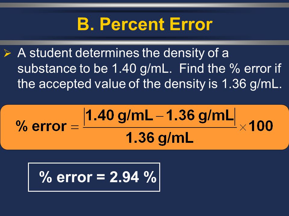B. Percent Error % error = 2.94 %
