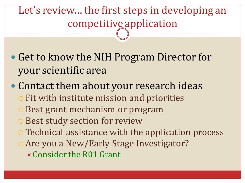 Let’s review… the first steps in developing an competitive application