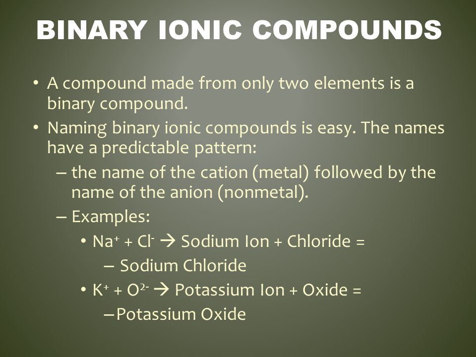 What is the term for a compound made from only two elements?
