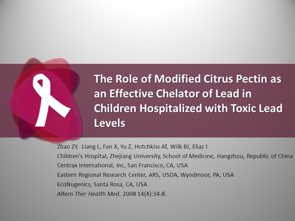 The Role of Modified Citrus Pectin as an Effective Chelator of Lead in Children Hospitalized with Toxic Lead Levels