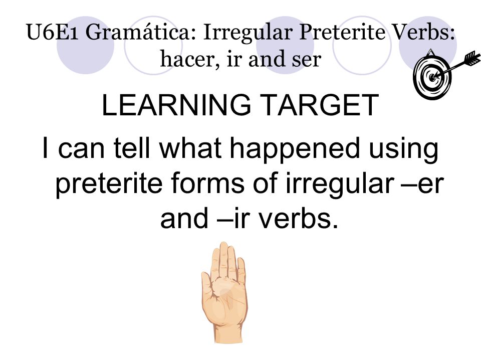 U6E1 Gramática: Irregular Preterite Verbs: hacer, ir and ser