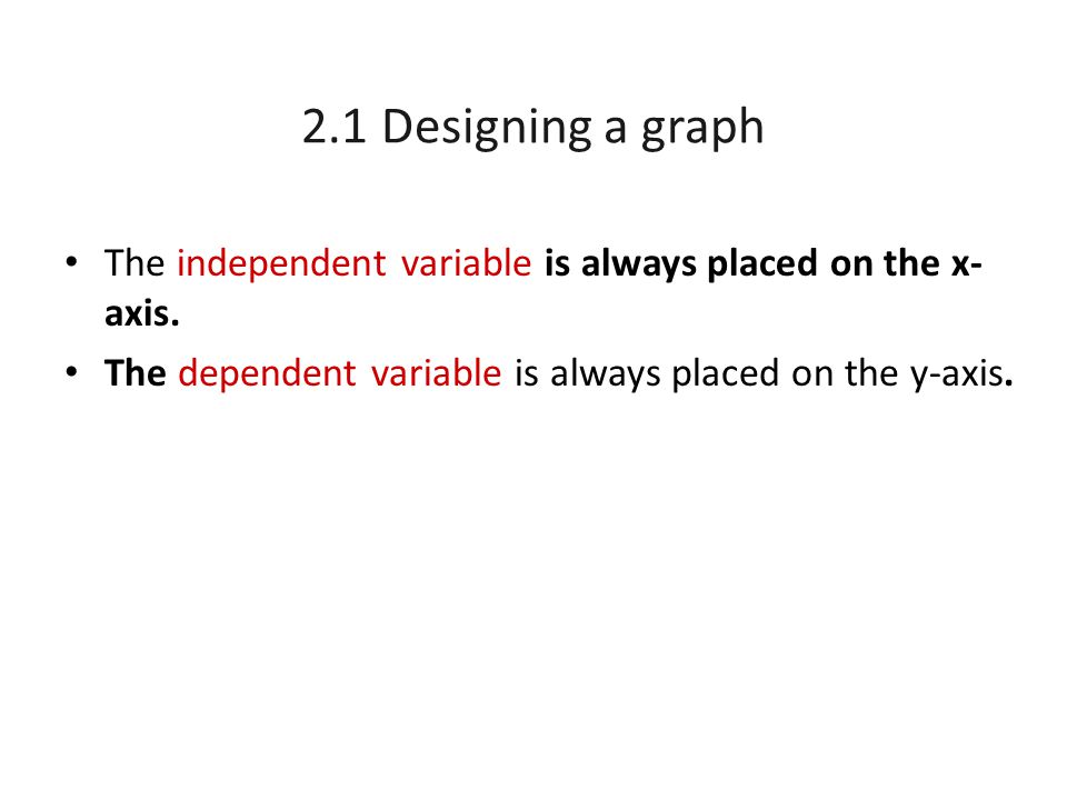 2.1 Designing a graph The independent variable is always placed on the x-axis.