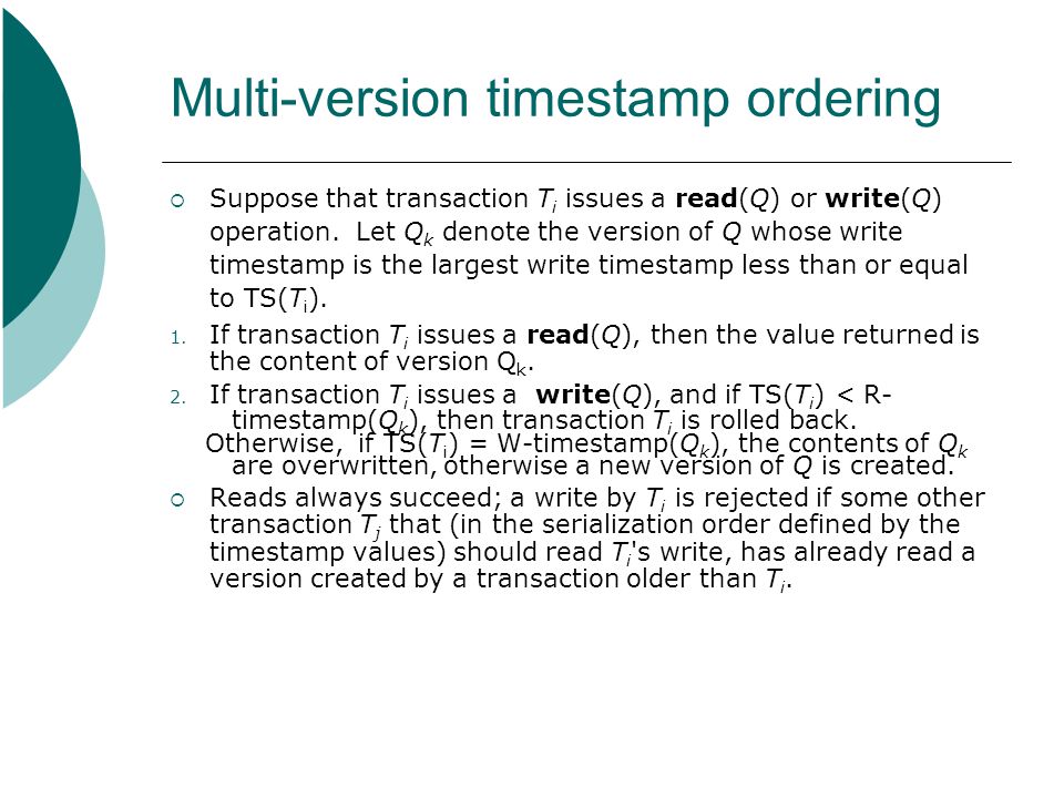 Multi-version timestamp ordering
