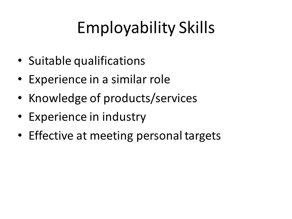 Employability Skills Suitable qualifications