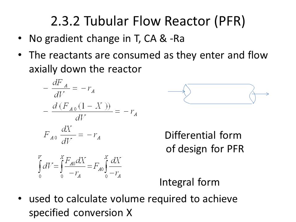 2.3.2 Tubular Flow Reactor (PFR)