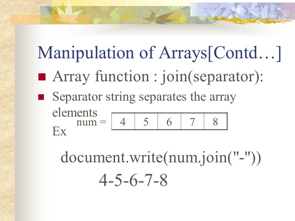 Manipulation of Arrays[Contd…]