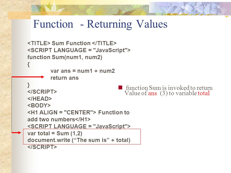 Function - Returning Values