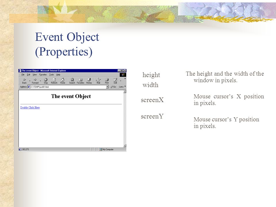 Event Object (Properties)