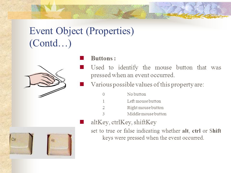 Event Object (Properties) (Contd…)