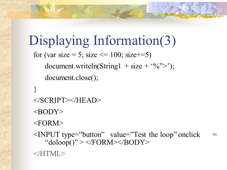 Displaying Information(3)