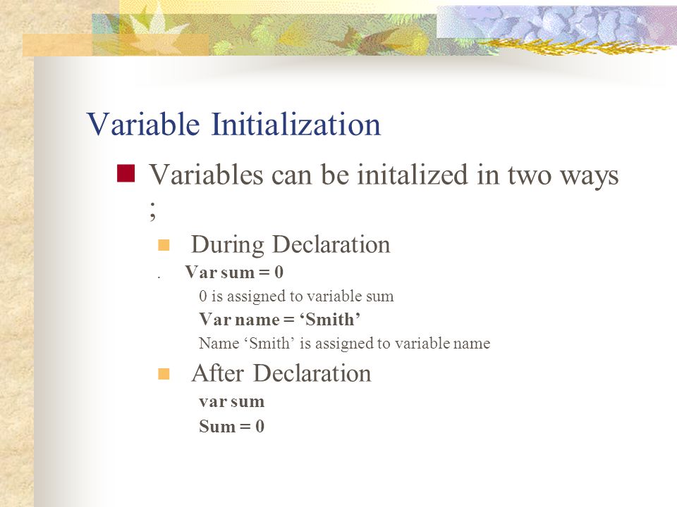 Variable Initialization