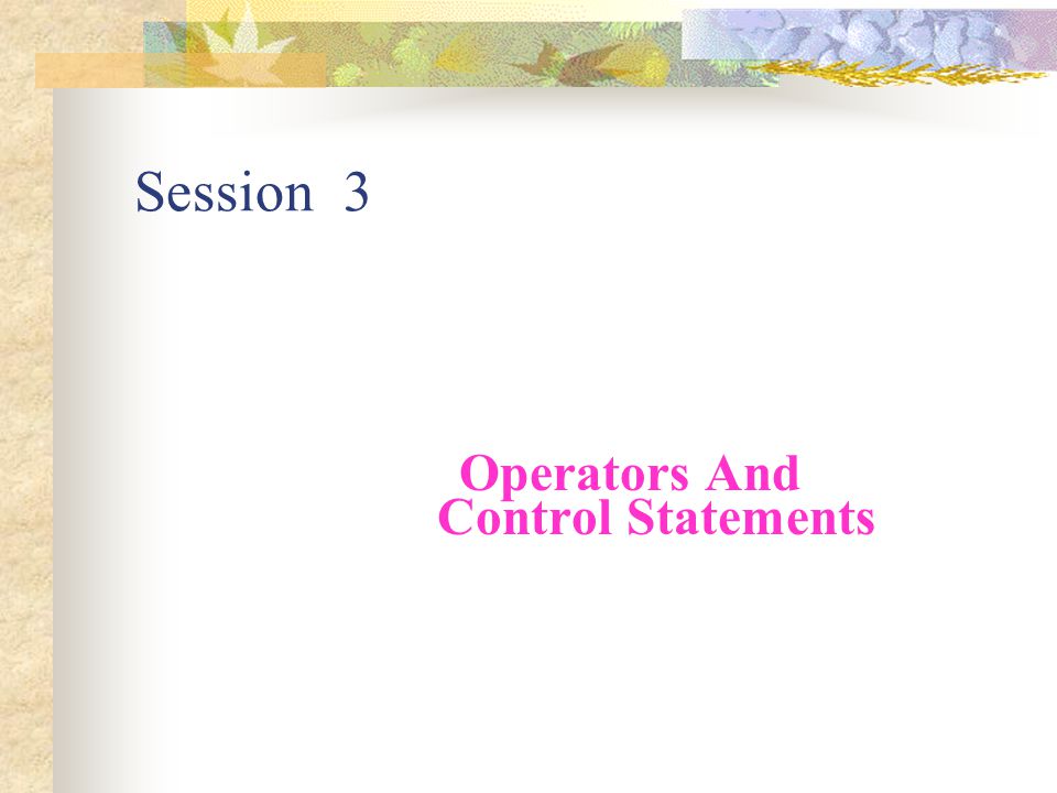 Operators And Control Statements