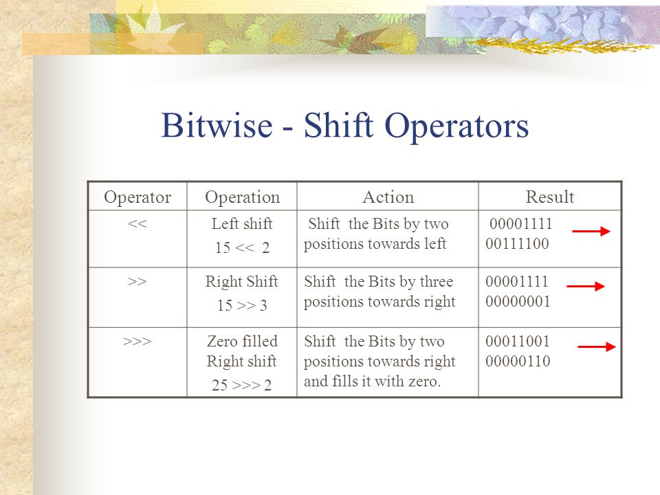 Bitwise - Shift Operators