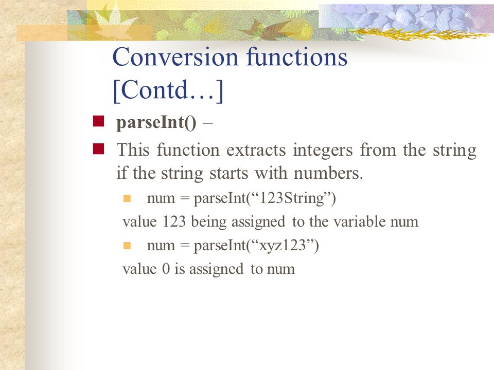 Conversion functions [Contd…]