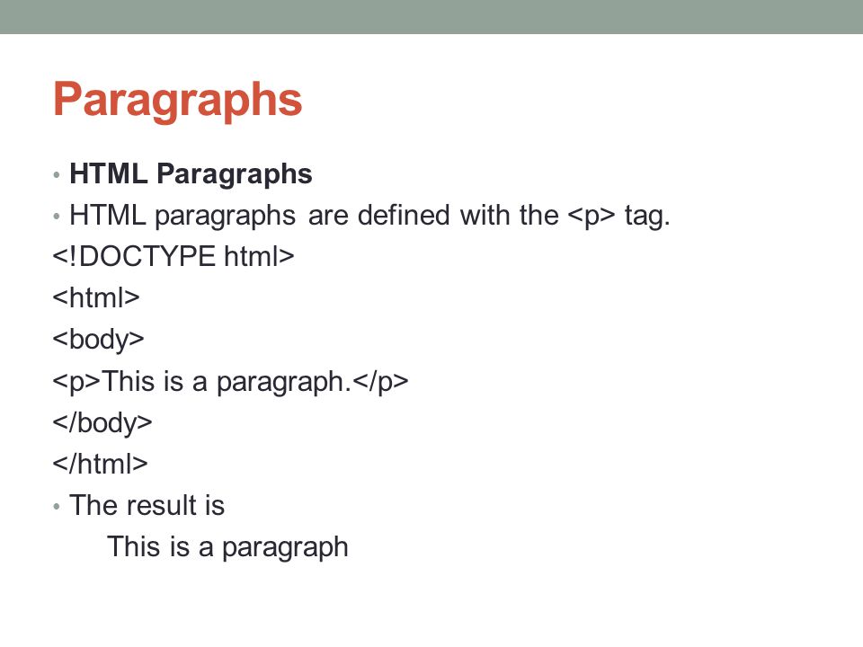 Paragraphs HTML Paragraphs