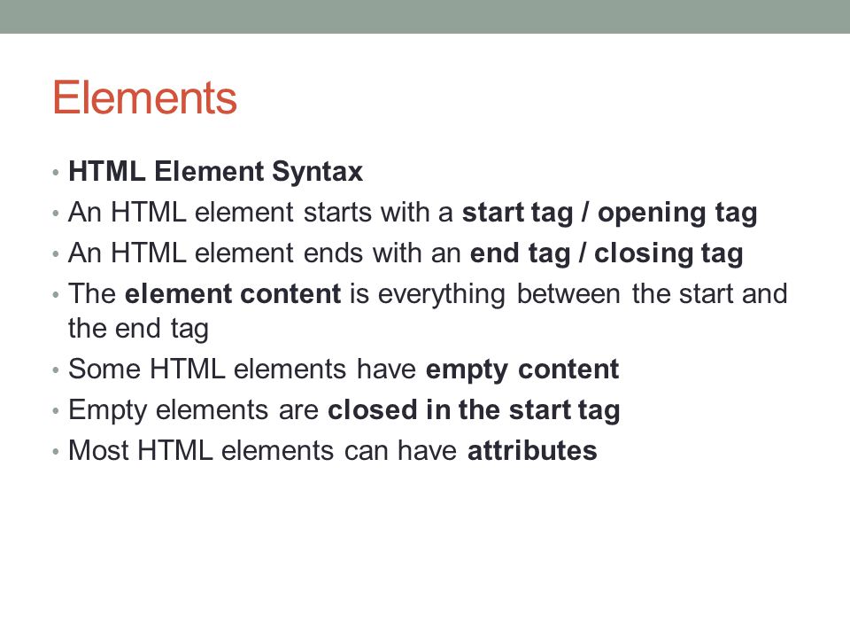Elements HTML Element Syntax