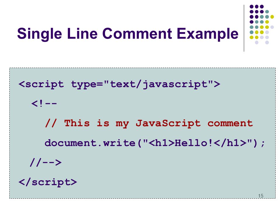 Single Line Comment Example