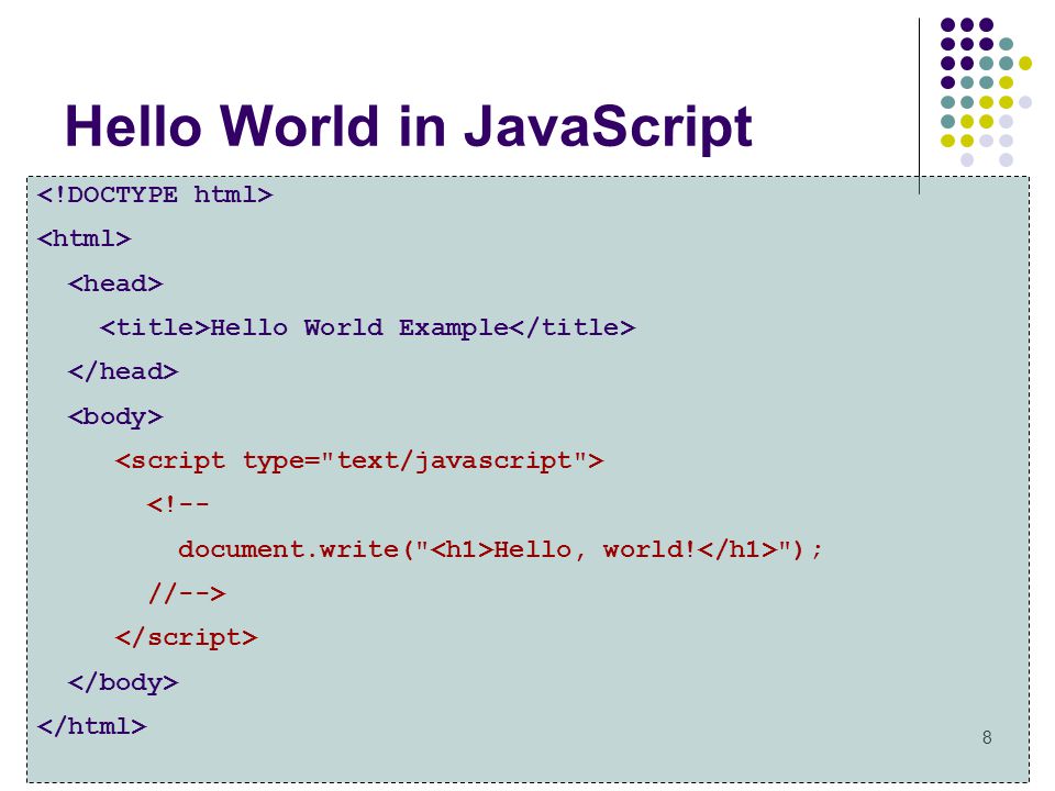 Hello World in JavaScript