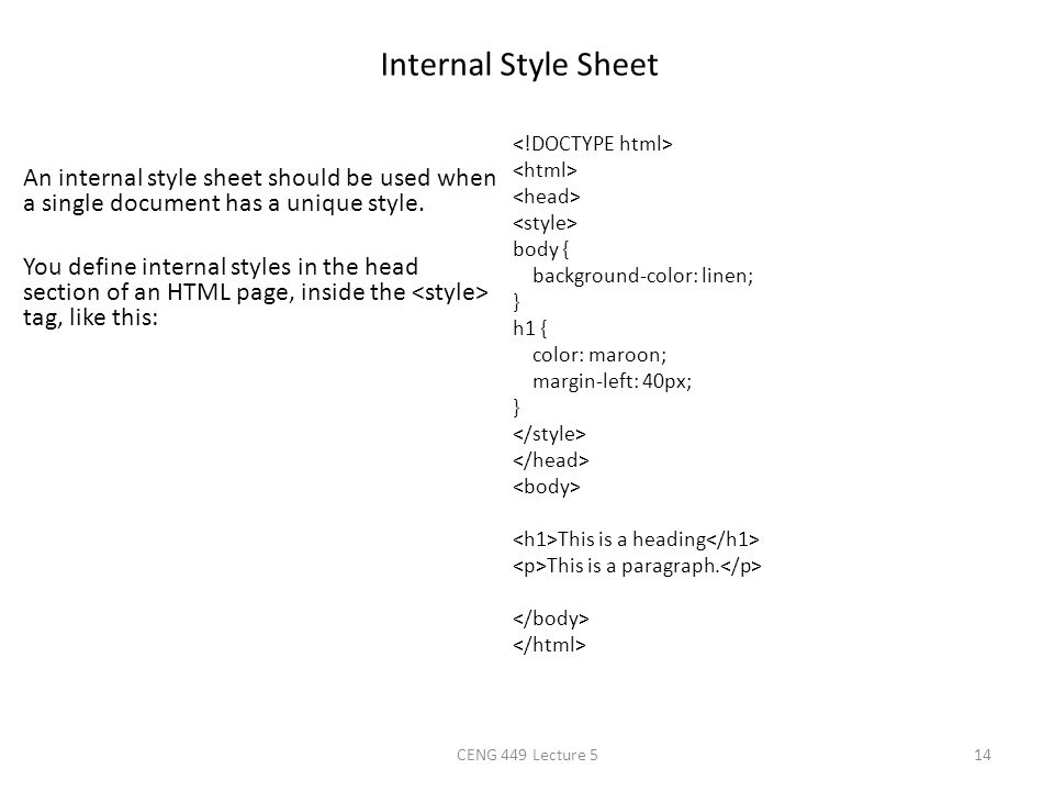 Internal Style Sheet