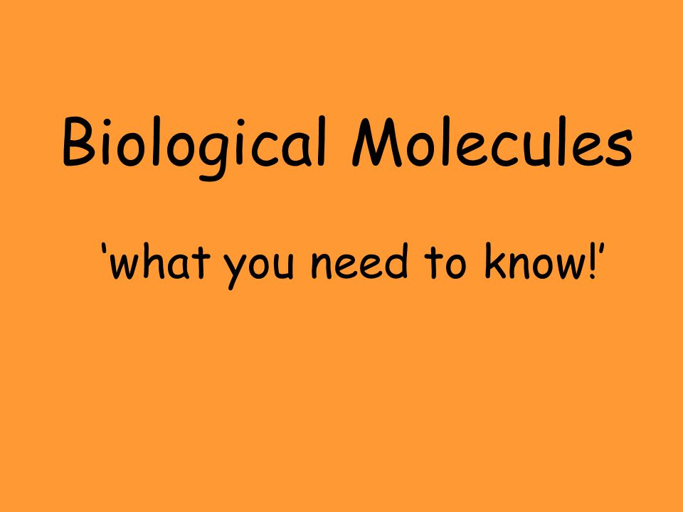 Biological Molecules ‘what you need to know!’