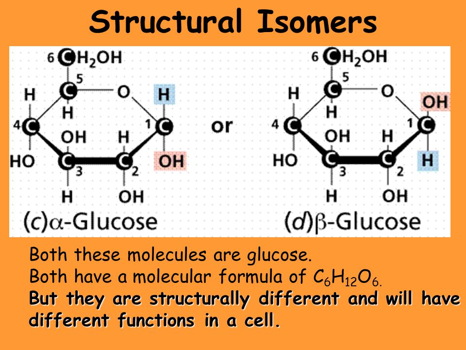 Structural Isomers Both these molecules are glucose.