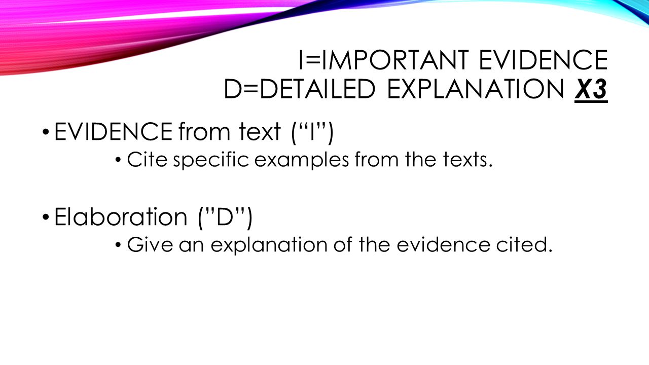 I=important evidence d=Detailed explanation X3