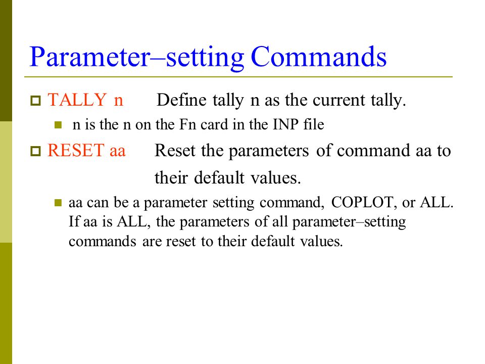 Parameter–setting Commands