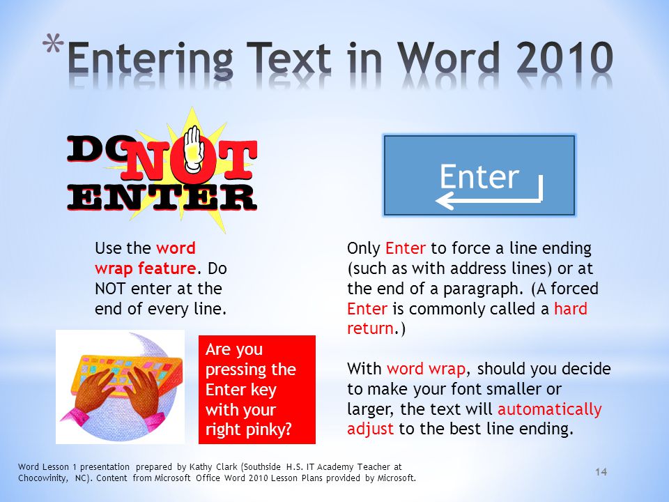 Entering Text in Word 2010 Enter