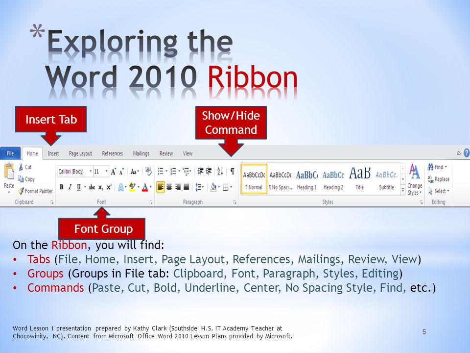 Exploring the Word 2010 Ribbon
