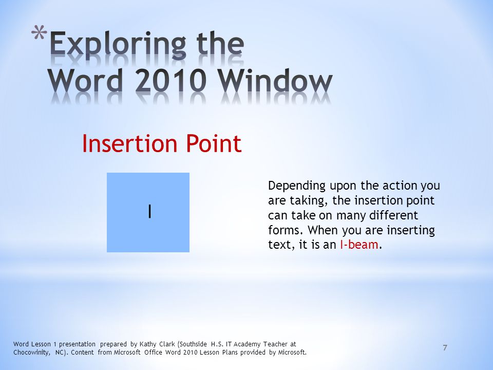 Exploring the Word 2010 Window