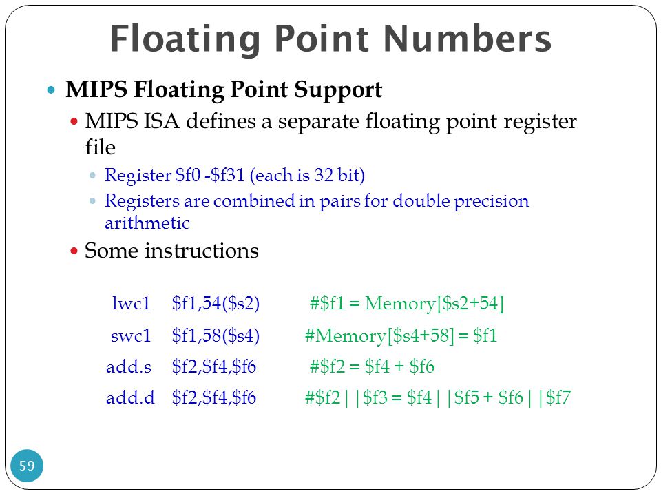 Point support. Система команд MIPS. Floating point number. MIPS Isa. Double-Precision Floating-point numbers.