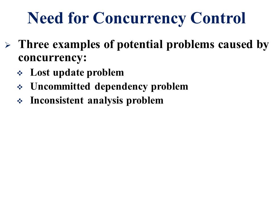Need for Concurrency Control
