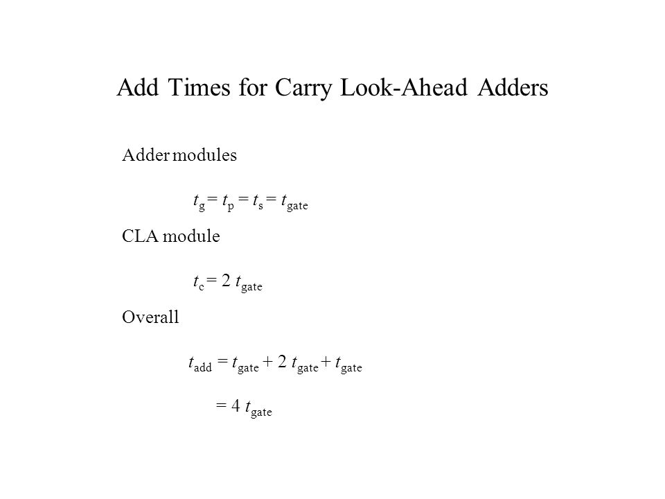 Add Times for Carry Look-Ahead Adders