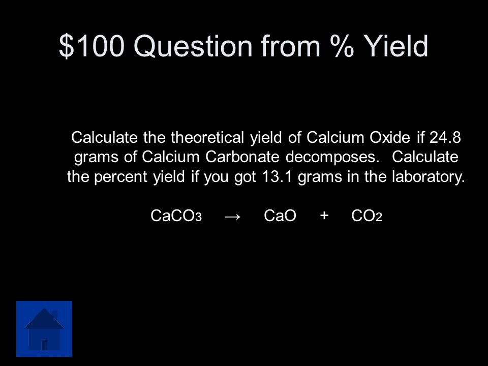 $100 Question from % Yield