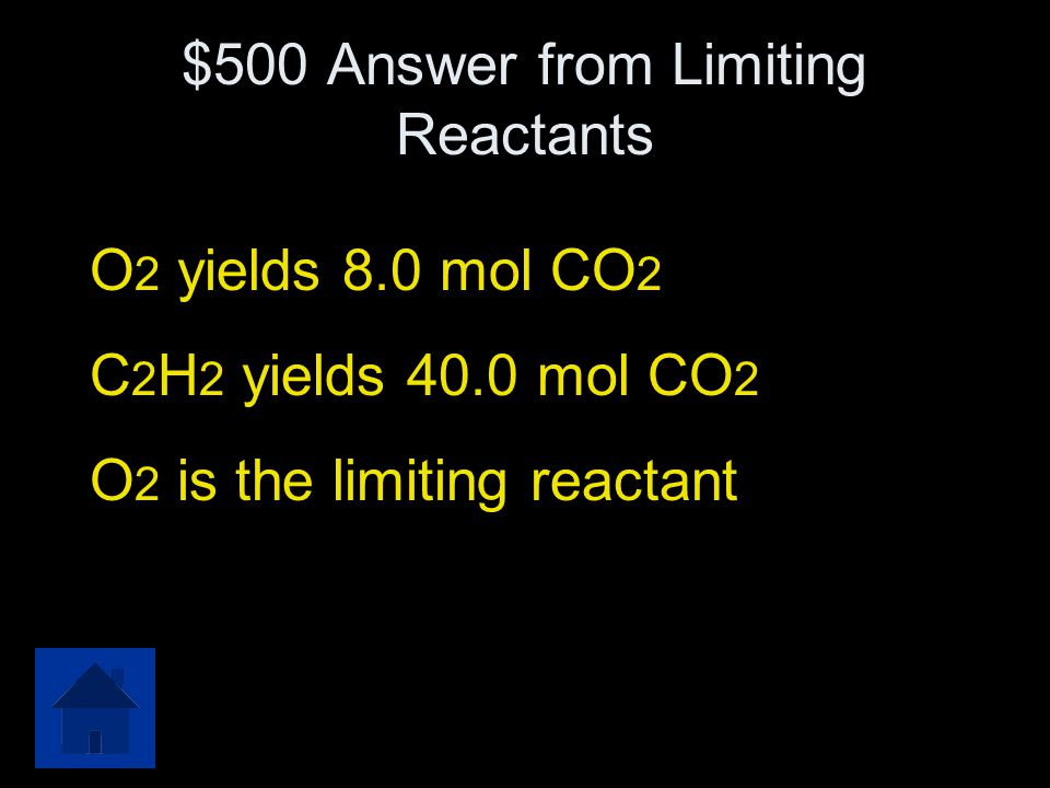 $500 Answer from Limiting Reactants