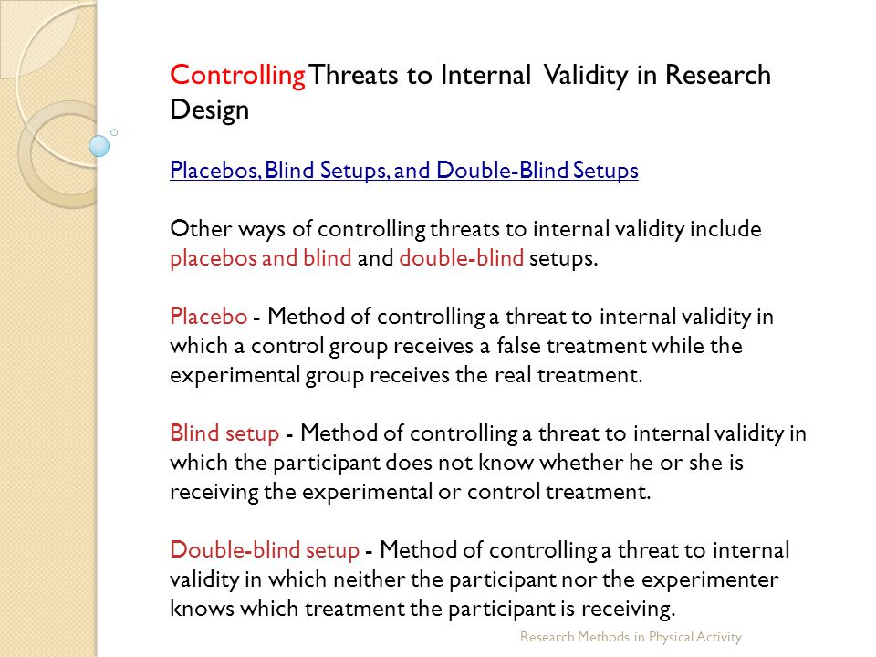 Controlling Threats to Internal Validity in Research Design