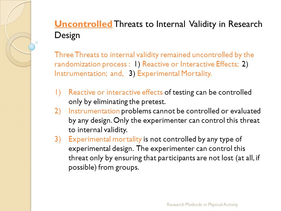 Uncontrolled Threats to Internal Validity in Research Design