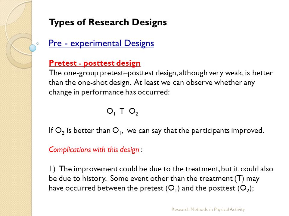 Types of Research Designs Pre - experimental Designs