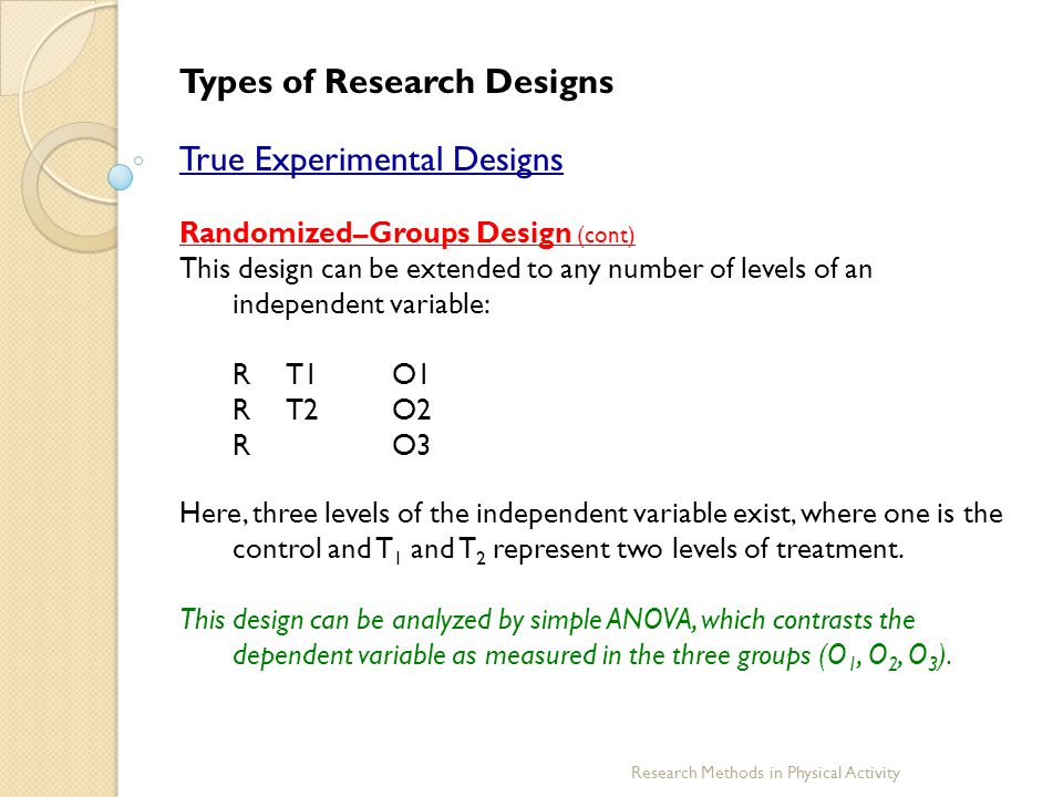 Types of Research Designs True Experimental Designs