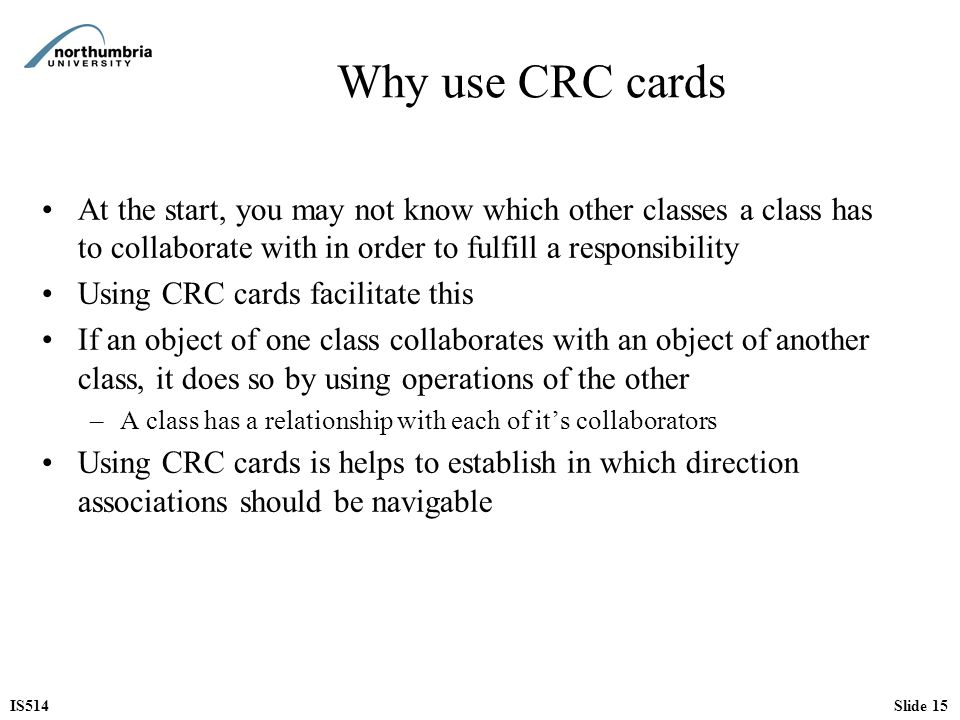 Is514 Lecture Week 9 Crc Cards Ppt Download