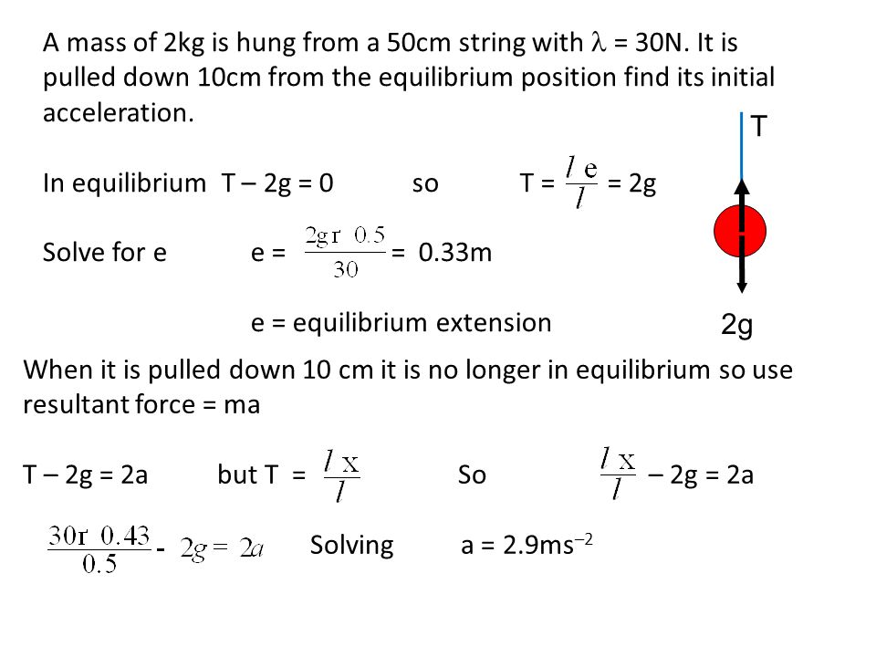 Elasticity Hooke's Law : the extension in an elastic string is proportional  to the applied force . T = x = extension l = natural length = - ppt video  online download