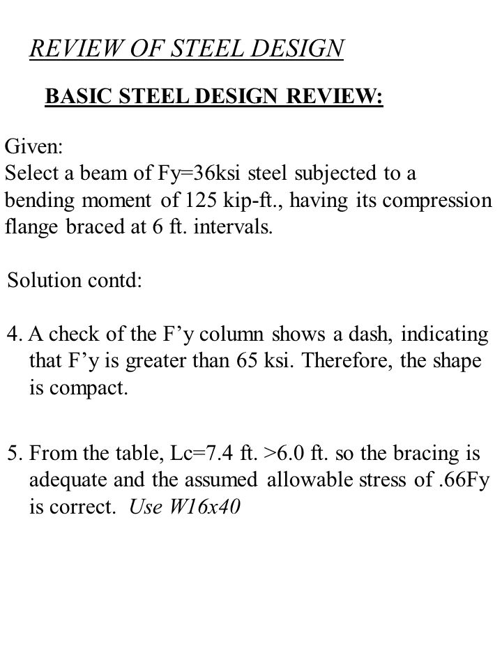 Review Of Steel Design Knowledge Base Required Strength Of Materials Ppt Video Online Download