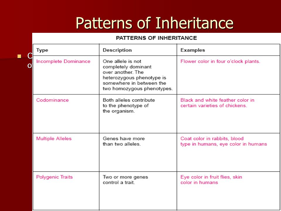 what are the three patterns of inheritance in humans